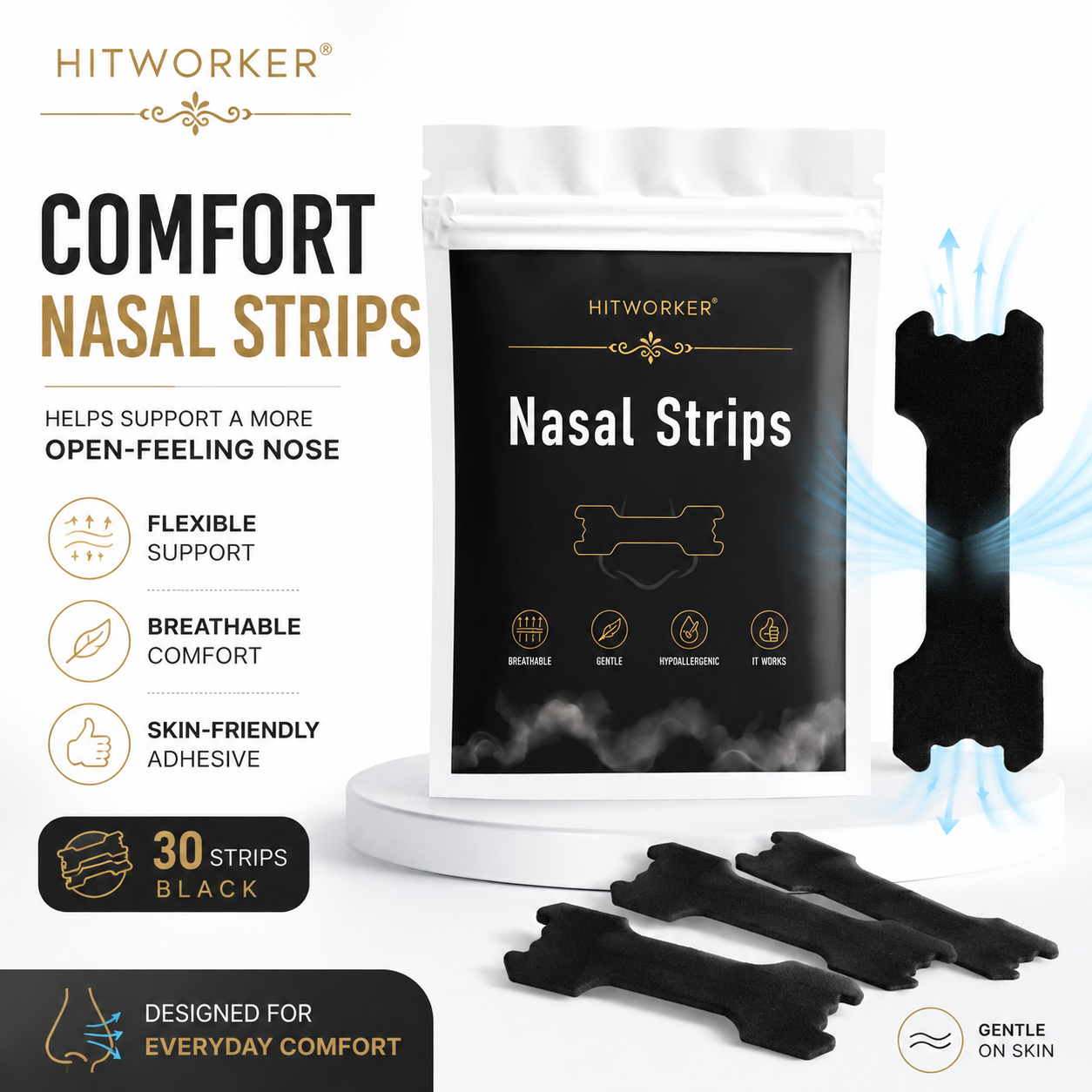 Skincare Oil Control - HITWORKER Black Nasal Strips Breathable Nose