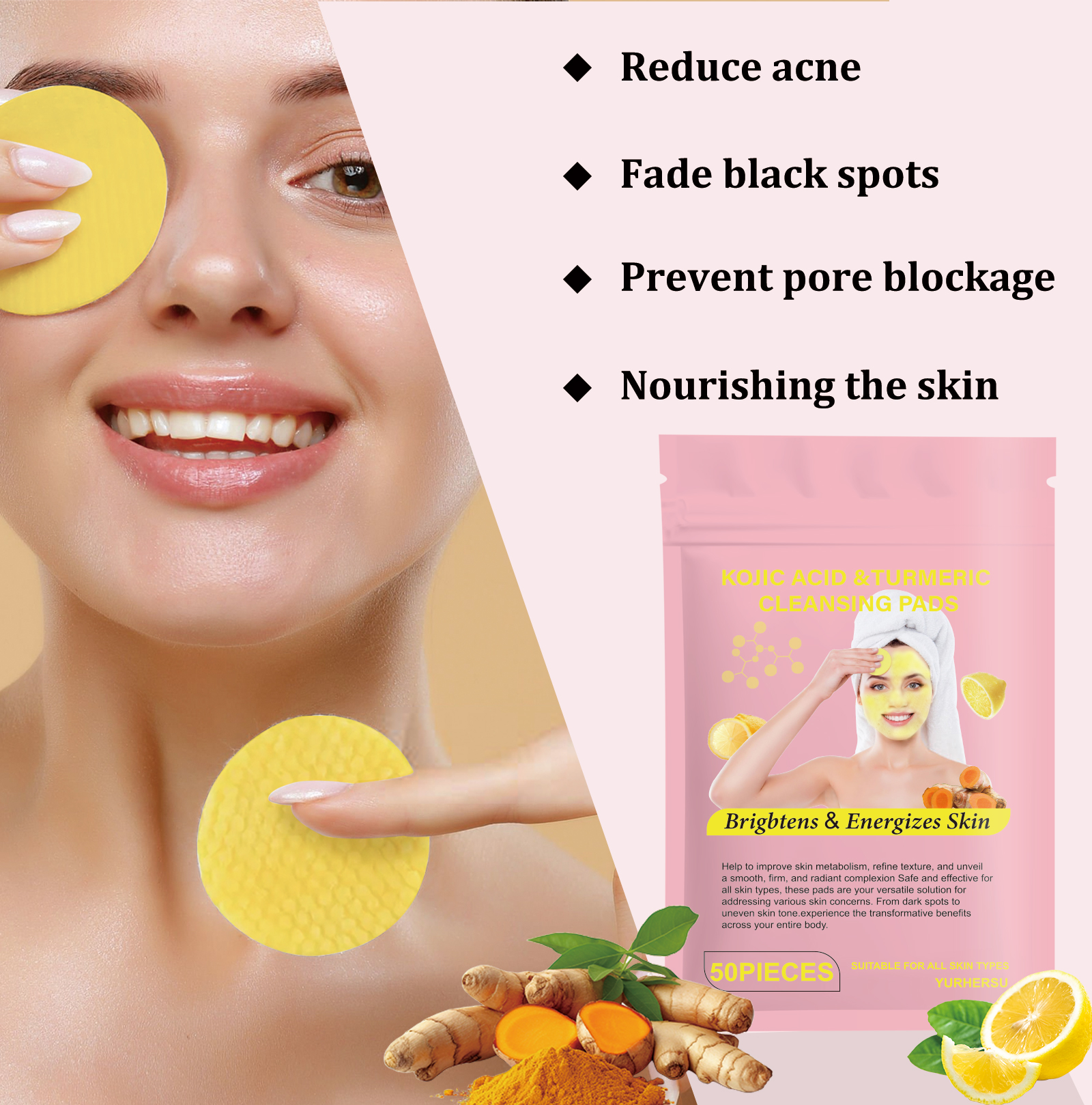 Turmeric Facial Cleansing Pads - Skincare Oil Control review and price