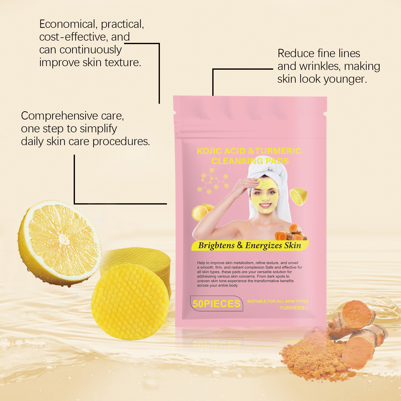 Turmeric Facial Cleansing Pads - Skincare Oil Control review and price