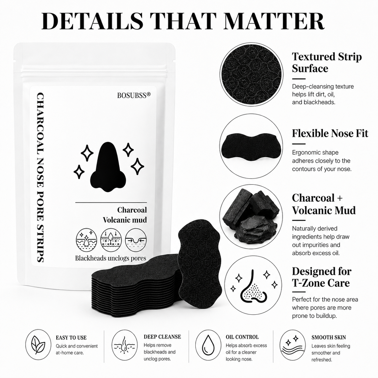 Tea Tree Charcoal Nose Strips  - Skincare Oil Control review and price