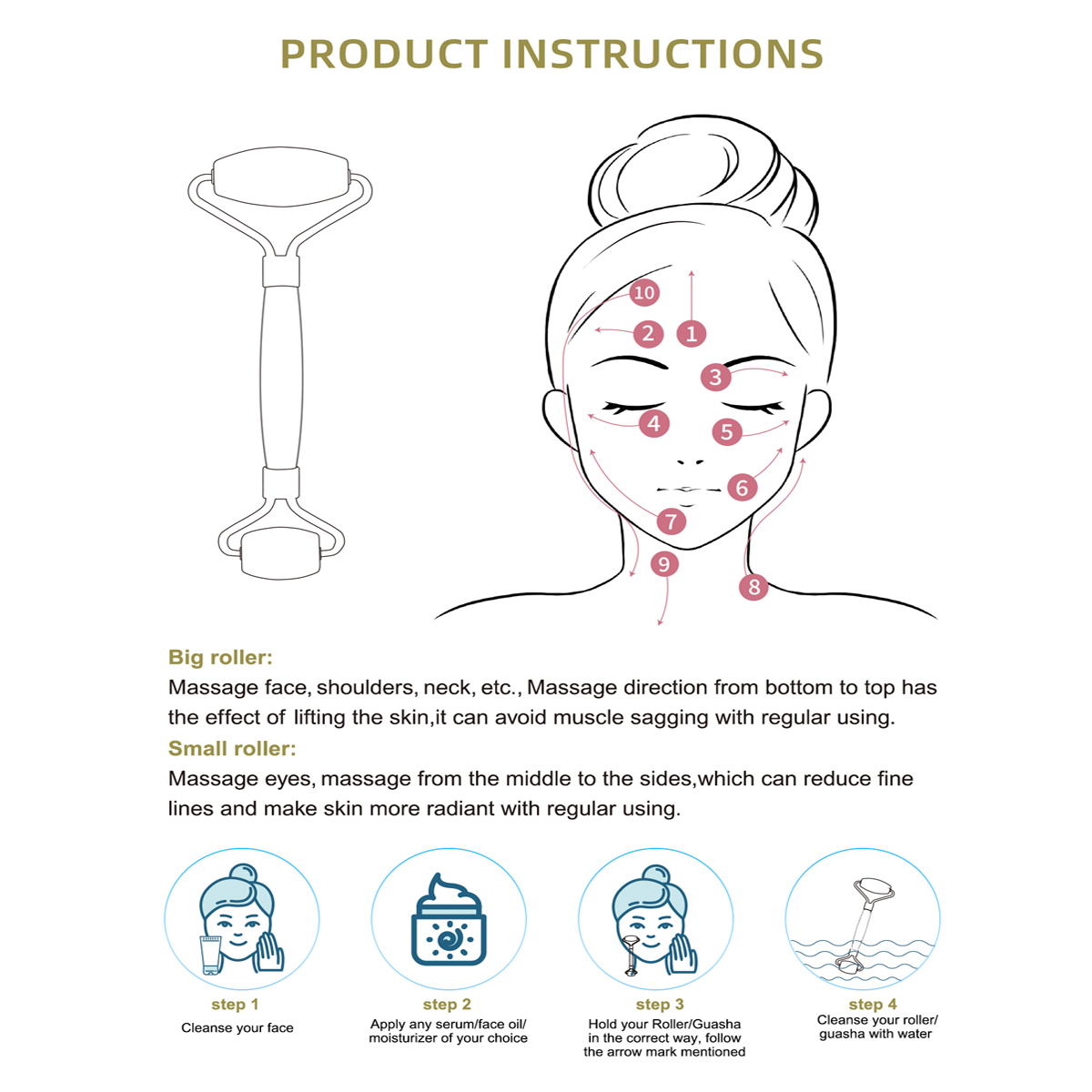 Natural Jade Roller Massager f - Skincare Pink review and price
